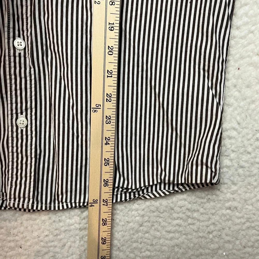 Hollister‎ Button Down Mens Large Brown Striped Long Sleeve Logo Pocket Shirt